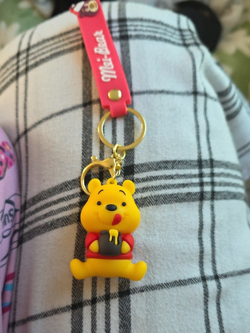 Winnie the Pooh Silicone Keychain with Honey Pot - Yellow & Red